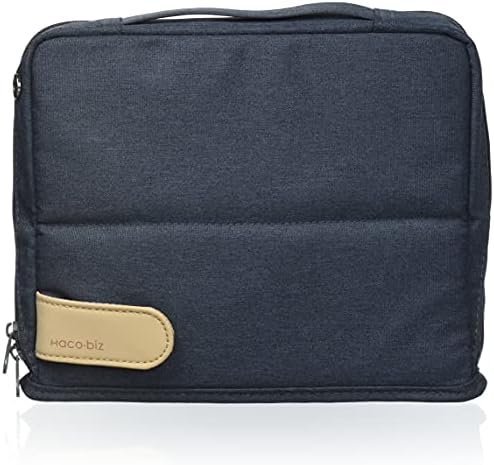 KOKUYO Pencil Case Pouch, Haco-Biz Standing Pen Pouch Bag, Foldable Stand up Pencil Holder Organizer, Large Capacity Portable Pencil Box for Office Supplies, Navy x Khaki (KAHA-HB11B) by KokuyoUS