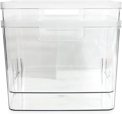 Isaac Jacobs 2-Pack Extra-Large Clear Storage Bins (11.5” L x 14” W x 9” H) w/Cutout Handles, Plastic Organizer for Home, for Kitchen, Fridge, Pantry, BPA Free, Food Safe (2-Pack, Extra-Large)