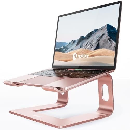 Nulaxy Full Aluminum Laptop Stand, Stable Support to 22 lbs, Rose Gold by Nulaxy