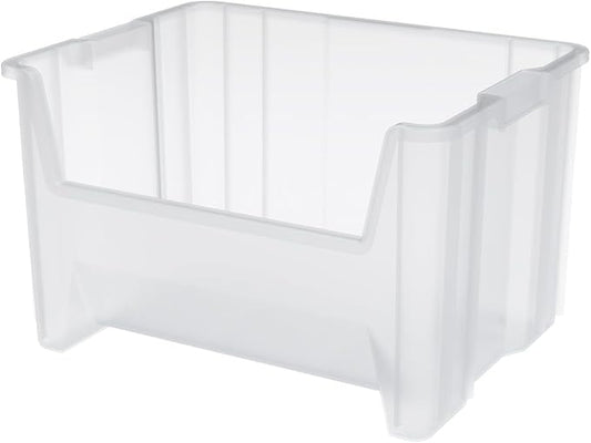 Akro-Mils 13017 Stak-N-Store Stackable Storage Bins, Heavy Duty Garage Storage Containers, Open Front Plastic Organizer for Tools, Shelves, Closet Organizer, 15" x 20" x 12-1/2", Clear, 3-Pack