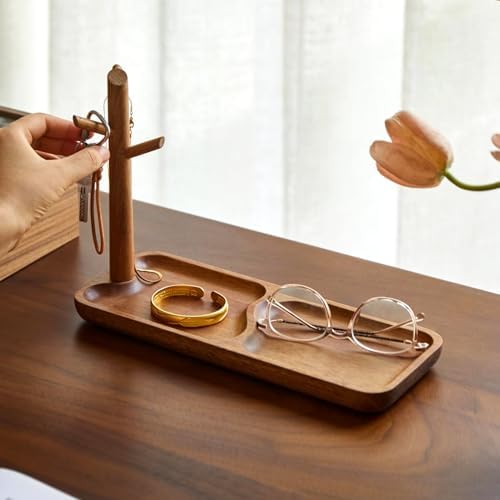 Solid Acacia Wood Key Tray and Bowl, Acacia, Rectangle by THFLSTR