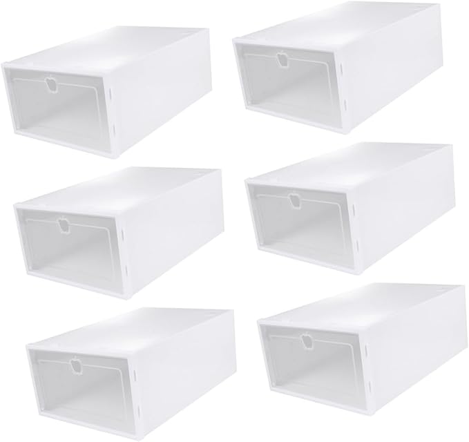Ciieeo 6pcs Transparent Shoes Box Organizer Thicken Drawer Type Shoe Display Box for Sneakers High Heels Boots Material Scratch Design for Closet Storage