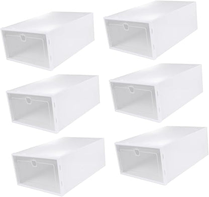 Ciieeo 6pcs Transparent Shoes Box Organizer Thicken Drawer Type Shoe Display Box for Sneakers High Heels Boots Material Scratch Design for Closet Storage