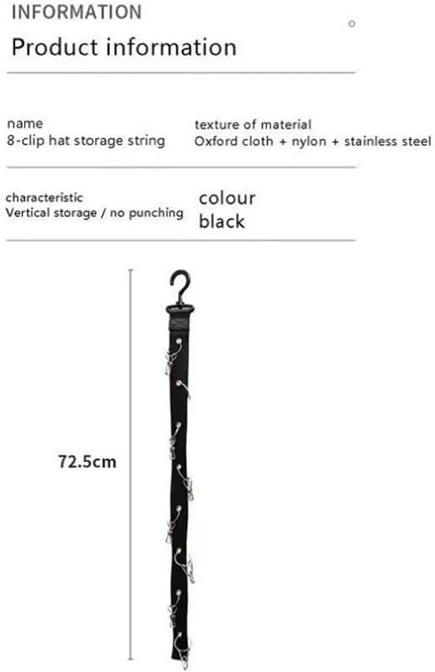 Hat Rack for Baseball Caps Hat Organizer Holder for Over The Door &Wall, 8 Clips Holds Up to 8 Caps, Hat Storage for Closet, Baseball Cap Rack for Wall Hanger, Comes with 2 Metal Wall Hooks
