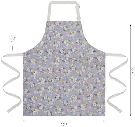 Aoomzoon Kitchen Aprons for Women with 2 Pockets,Double Sided Vintage Adjustable Apron for Gardening Cooking Arting Painting - Image 6