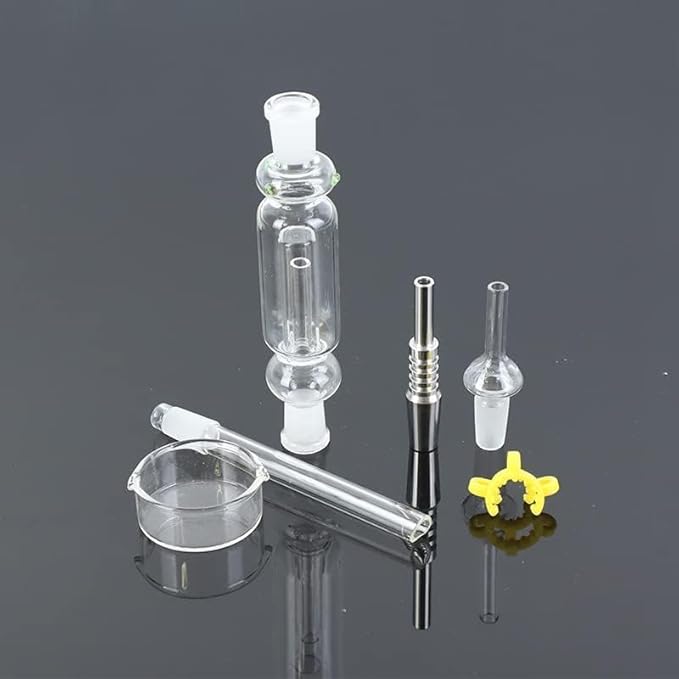 Glass Nectar Collector for Dabs, Honey Dispenser with Stand Honey Comb Shaped Pot, Syrup and Sugar Jar Pot, No Drip with High Capacity Pourer Dispenser