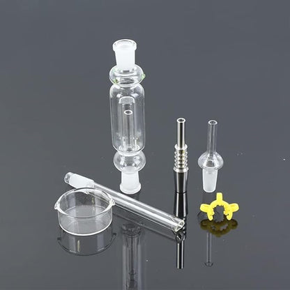 Glass Nectar Collector for Dabs, Honey Dispenser with Stand Honey Comb Shaped Pot, Syrup and Sugar Jar Pot, No Drip with High Capacity Pourer Dispenser