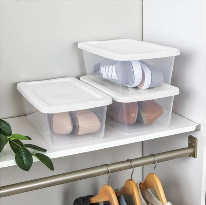STERILITE 6-Quart Storage Bin Shoe Box - Clear (4)