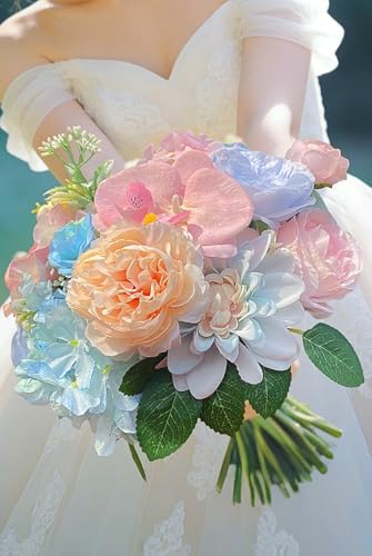 Artificial Flowers Combo Box Set Baby Blue Pink Silk Roses Dahlia Peonies - Image 4