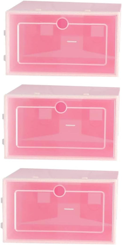 ABOOFAN 6PCS Transparent Stackable Shoes Storage Boxes with Thickened Plastic Small S Pink Shoe Containers for Closet Entryway Under Bed Organizer and Space Saving