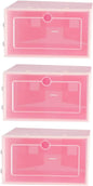 ABOOFAN 6PCS Transparent Stackable Shoes Storage Boxes with Thickened Plastic Small S Pink Shoe Containers for Closet Entryway Under Bed Organizer and Space Saving