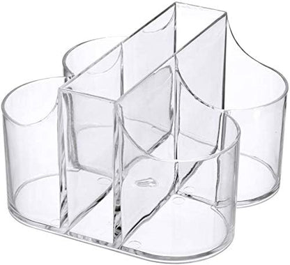 Home Collection 5 Compartment Classic Acrylic Napkin Holder with Cutlery Organizer Caddy Bin, For Spoons, Forks, Knives & Cups Divided Storage!