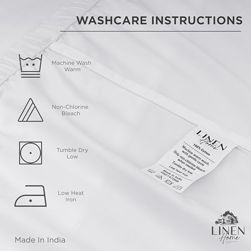 Linen Home Queen Size Fitted Sheet only 100% Cotton Percale, Ivory - Image 4