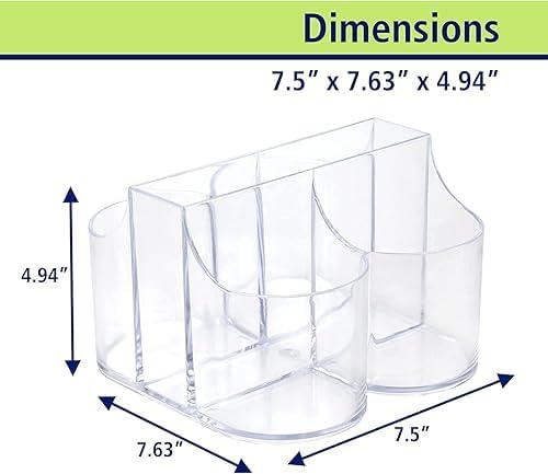 Home Collection 5 Compartment Classic Acrylic Napkin Holder with Cutlery Organizer Caddy Bin, For Spoons, Forks, Knives & Cups Divided Storage!