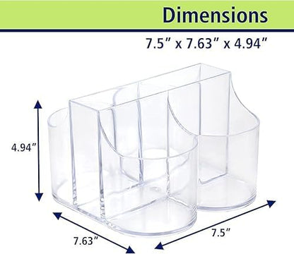 Home Collection 5 Compartment Classic Acrylic Napkin Holder with Cutlery Organizer Caddy Bin, For Spoons, Forks, Knives & Cups Divided Storage!