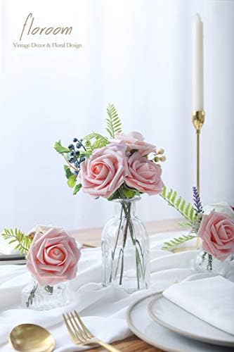Floroom Artificial Flowers 50pcs Real Looking Peach Pink Foam Fake Roses with Stems for DIY Wedding Bouquets Bridal Shower Centerpieces Floral Arrangements Party Tables Home Decorations - Image 5