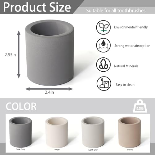 Diatomite Toothbrush Holder, Quick Dry Bathroom Stand - Image 3