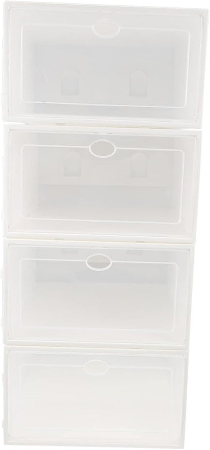 4pcs Plastic Shoe Storage Boxes Dustproof Multi-functional Organizer for Home and Dorm Simple Design Easy Access for Men Footwear