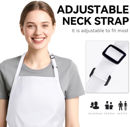 NLUS Kitchen Cooking Apron with 3 Pockets, Adjustable Bib Apron Chef Aprons for Women Men - Image 3