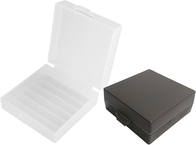 Soap Holder 2 Pack, Shower Bar Case Box Fit Dr Squatch, Waterproof Travel Container with Lid, Square Bathroom Soap Dish for Camping Gym Outdoor Traveling (Clear/Clear Black)