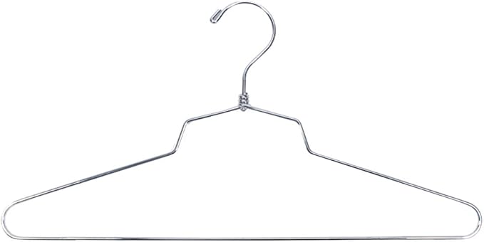 NAHANCO Metal Shirt Hanger, 16" Chrome-Plated, Standard Hook (Pack of 25)