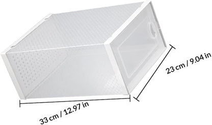 Flip-on Shoe Cabinet Stackable Plastic Shoe Organizer Clear Overlapping Shoes Case for Sneakers Sandals Home Storage 12.99X9.05X5.51In