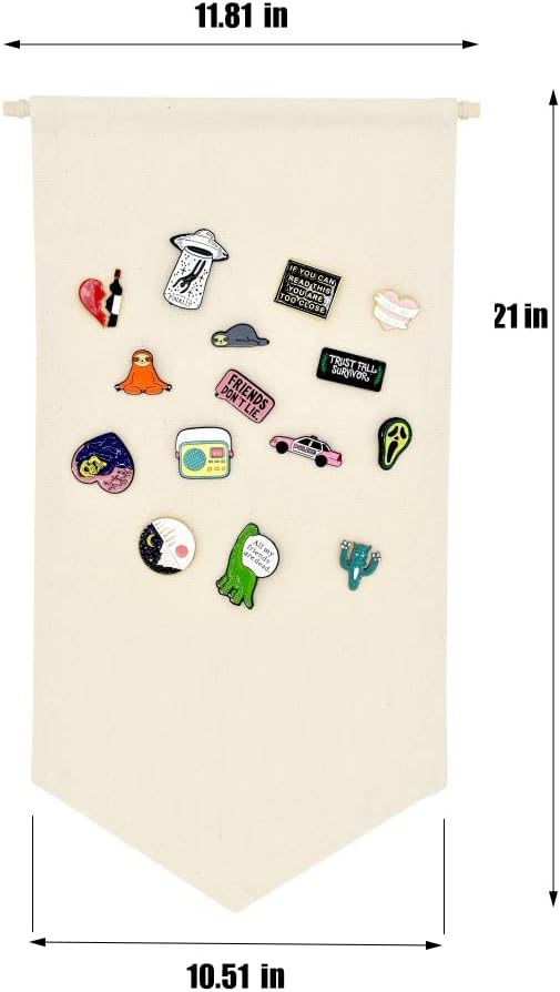 Wall Hanging Brooch Jewelry Storage Case Canvas Display Stand Enamel Pin Display Banner Holder Earrings Necklace Glitter Pin Collection Organizer (Burlywood+Burlywood)