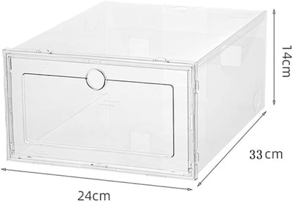 Uonlytech 6pcs Drawer Shoe Storage Boxes Plastic Dustproof Moisture-Resistant Shoe Organizers for Home Closet Stackable Storage Containers