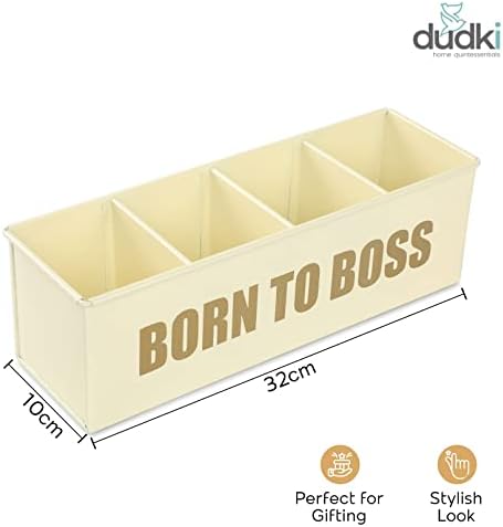DUDKI Home Present Desk Organiser 4 compartments Decorative Pen Pencil holder/Vanity Kit/Travel Box/Makeup Box/Cosmetic Box/Storage Box/knife Holder/Spoon Holder-Gift Office Desk Décor - Image 3