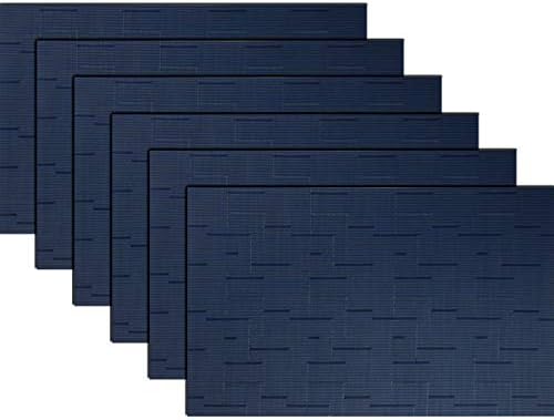 PIGCHCY Placemats,Washable Durable Durable Woven Vinyl Placemats for Dining Table,Heat Resistant Plastic Placemats Set of 6 (18 x 12 inches,Midnight Blue) by PIGCHCY