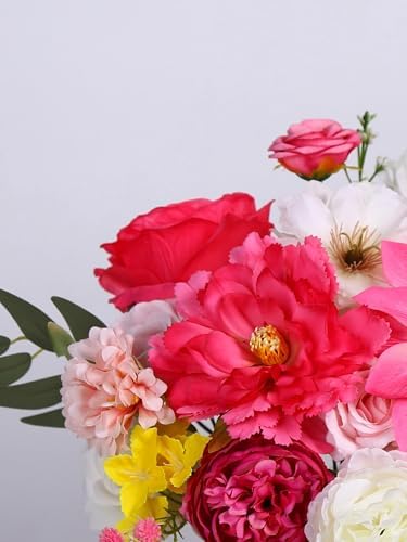 Artificial Flower Combo Hot Pink Silk Flowers for DIY Wedding Bridal Bouquets Table Cake Arch Floral Arrangement Table Centerpieces Baby Shower Party Home Decor - Image 6