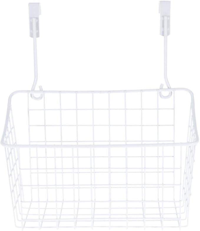 SOLUSTRE Cabinet Storage Basket Organizer for Door Hanging Space-saving Rack for Kitchen Bathroom to Install and Remove Ventilated Design White