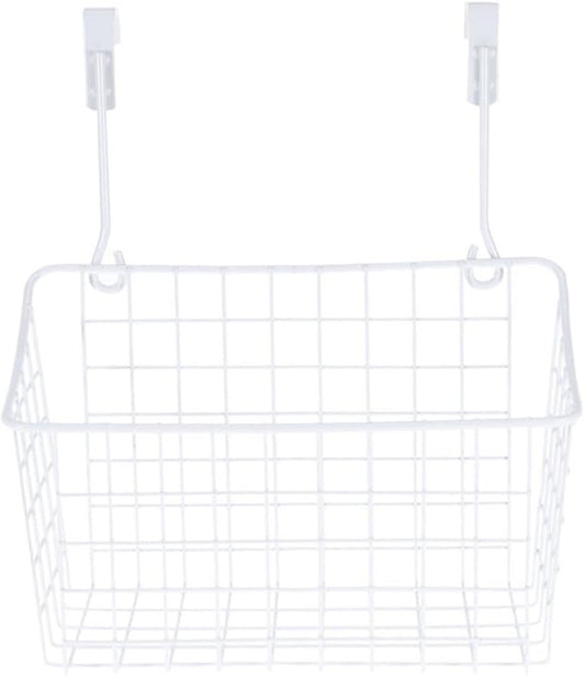 SOLUSTRE Cabinet Storage Basket Organizer for Door Hanging Space-saving Rack for Kitchen Bathroom to Install and Remove Ventilated Design White