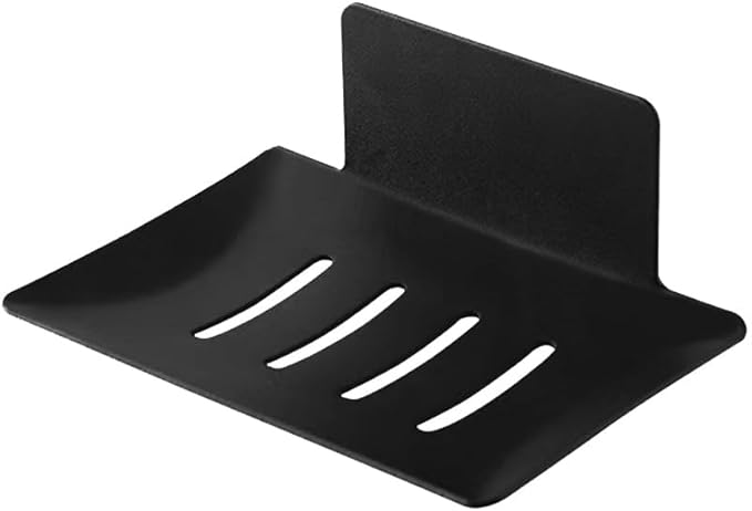 Shower soap Dish, Nail-Free Tray, Metal soap Holder, Stainless Steel soap Holder, Black, Soap Dish for Shower wall (Black)