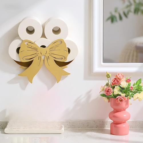 Geelin Gold Bow Bathroom Decor Gold Toilet Paper Holder 8 Rolls - Image 3