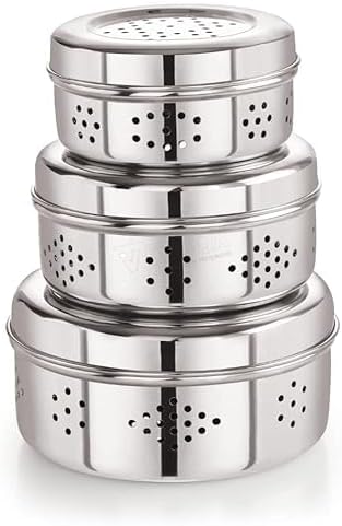 Stainless Steel Spice Container with Perforated Lid for Refrigerator Storage, Round
