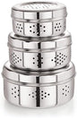 Stainless Steel Spice Container with Perforated Lid for Refrigerator Storage, Round