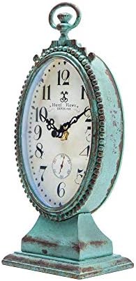 NIKKY HOME Vintage Small Table Clock, Teal Decorative Desk Shelf Clock - Image 4