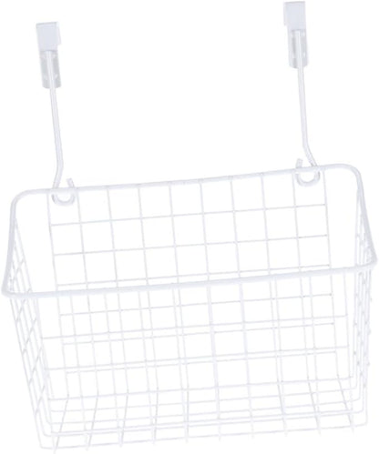 Cabilock White Over Cabinet Door Hanging Storage Basket Organizer Rack for Kitchen Bathroom Office Ventilated Hollow Design Easy Install Required Space Saving Cabinet Storage