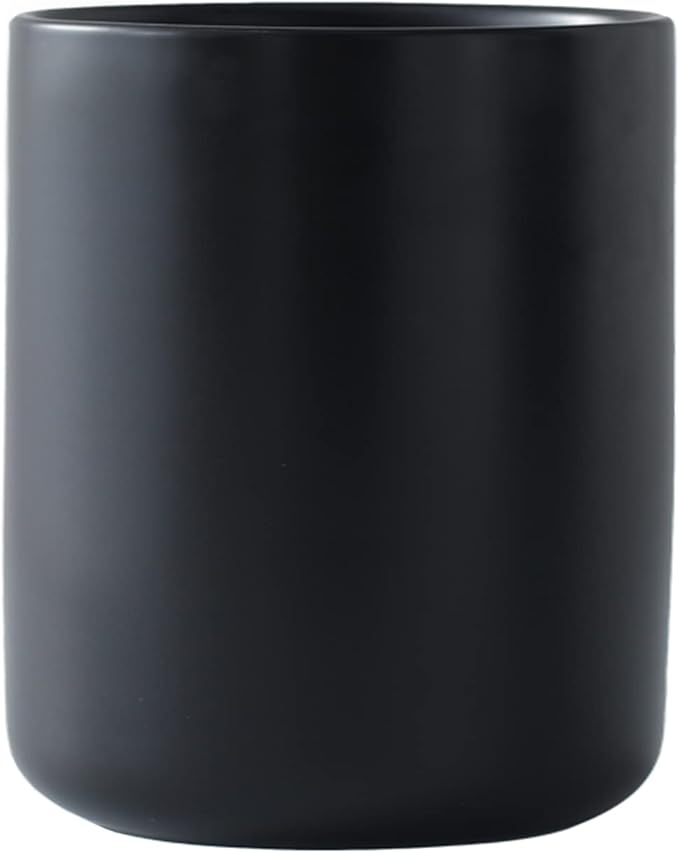 LATCHHOOK Black Kitchen Utensil Holder for Countertop, Matte Ceramic Cooking Utensil Crock for Counter Easy to Clean, Modern Spatula Holder for Farmhouse Décor 4.5×6.4 INCH