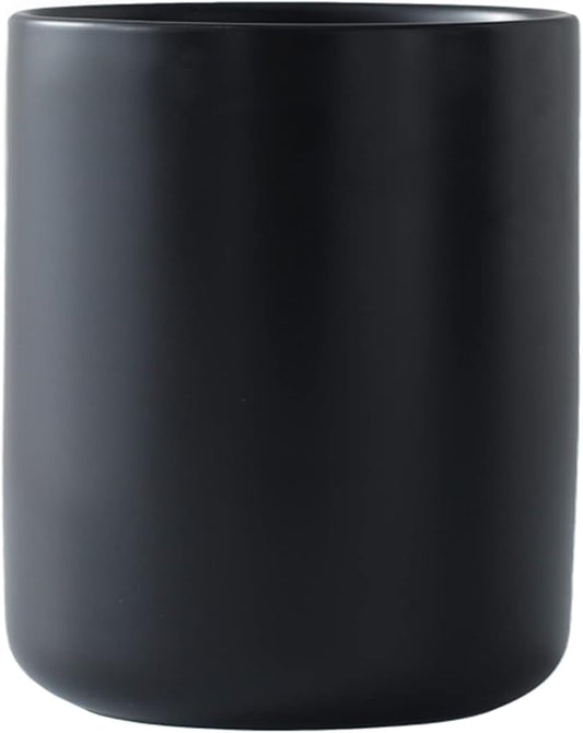 LATCHHOOK Black Kitchen Utensil Holder for Countertop, Matte Ceramic Cooking Utensil Crock for Counter Easy to Clean, Modern Spatula Holder for Farmhouse Décor 4.5×6.4 INCH