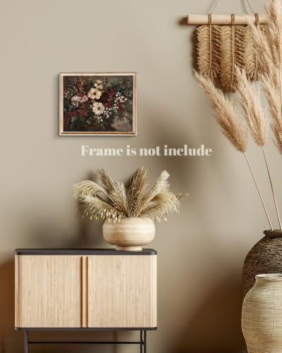 ZBJLLK Vintage Christmas Floral Canvas Wall Art, Winter Flower Berry Pine Oil Painting Style Print, Premium Canvas Material & Ready to Frame, for Living Room Kitchen Dining Room Holiday Home Decor, 8x10Inch Unframed - Image 4
