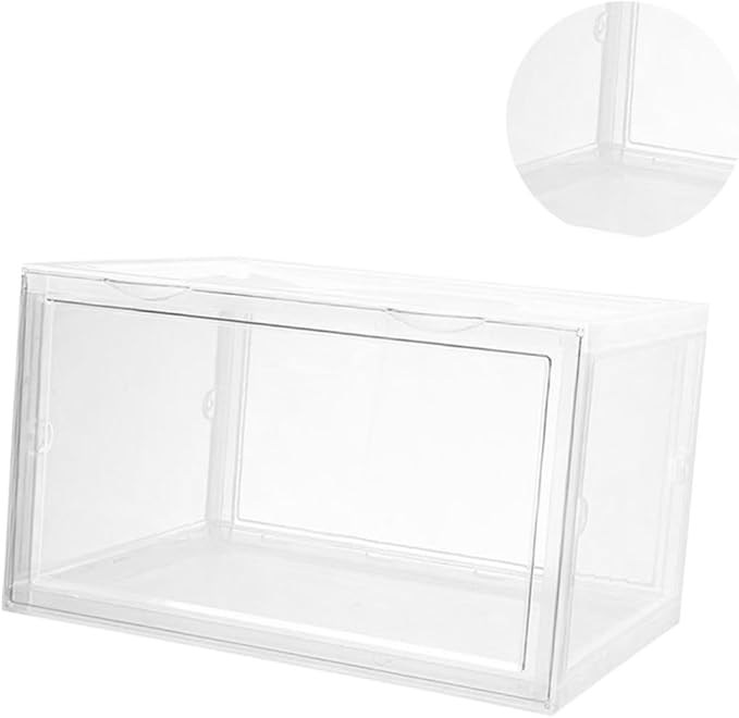 Unomor Shoe Storage Box with Dustproof and Moisture-resistant Design, Sturdy Buckle-connected Stackable Shoe Organizer for Home Closet and Sneaker Storage