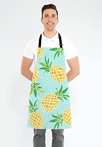 Watercolor Pineapple Apron for Women and Men, Adjustable Kitchen Chef Apron for Cooking Baking - Cute Birthday, Anniversary, Mother's Day Apron Presents for Mom Wife Girlfriend Aunt Grandma - Image 4