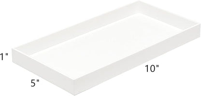 ROYALITA Acrylic Tray Bathroom Tray for Countertop, Guest Towel Holder Tray for Napkin Perfume Jewelry Makeup, Vanity Trays for Soap Dispenser, Aromatherapy, Cup & Candle, White