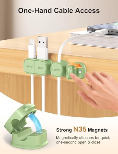 6 Pack Magnetic Cable Clips [1s Open/Lock], Cord Organizer Holder - Image 4