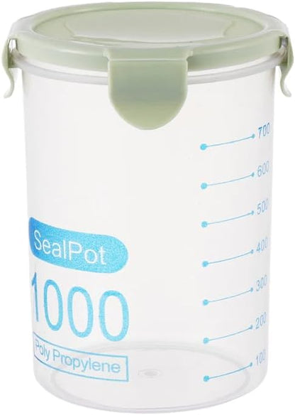 Joyzan Airtight Food Storage Container, Plastic Leak proof Canisters with Lids Kitchen Pantry Organization Cereal Dispenser Flour Sugar Dry Food Spaghetti Pasta Beans Nut Baking Supplies Marker 1000ml