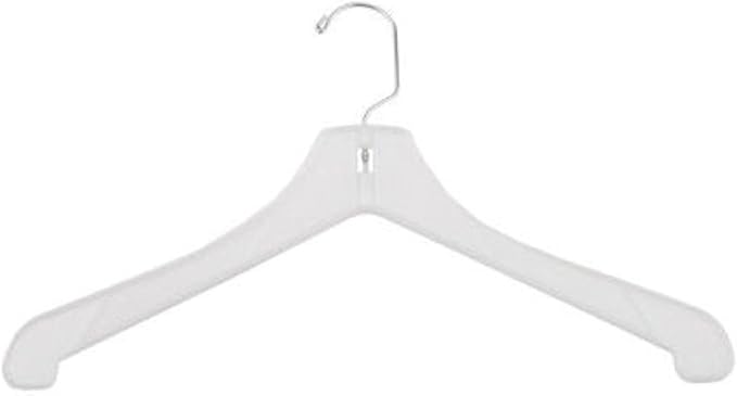 NAHANCO Plastic Coat Hanger - Heavy Weight w/Short Hook - 17" White (Pack of 100), Made in America
