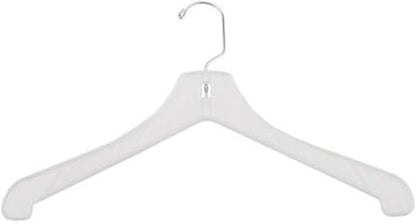 NAHANCO Plastic Coat Hanger - Heavy Weight w/Short Hook - 17" White (Pack of 100), Made in America