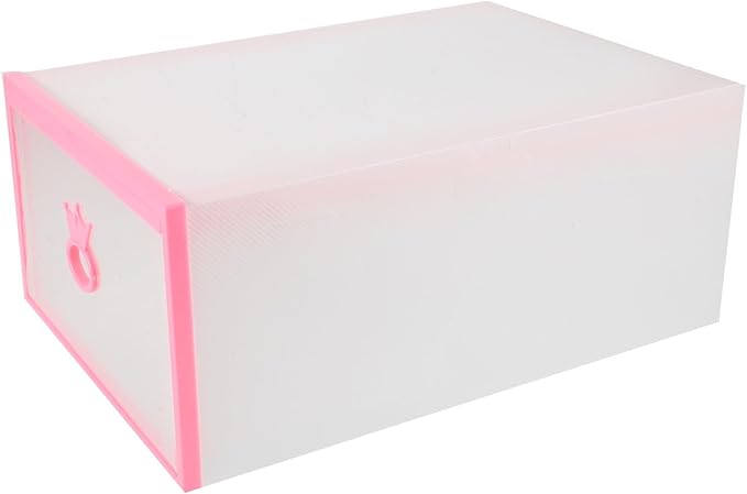 BESPORTBLE Drawer-style Thickened Plastic Shoes Storage Box with Window, 33x23x14cm, Rose Frame White Base, Unisex Shoe Organizer for Closet and Entryway Storage